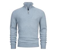 KRONSTADT KSDorsey Pull classique en laine mélangée avec col montant pour homme, Blue Shadow Mix, L