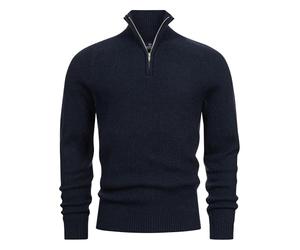 KRONSTADT KSDorsey Pull classique en laine mélangée avec col montant pour homme, Sky Captain, L