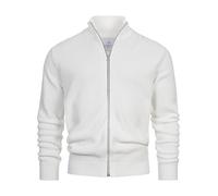 KRONSTADT KSErik Cardigan zippé pour homme avec col montant | Cardigan en tricot fin avec col et fermeture éclair, Blanche-neige, M