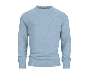 KRONSTADT KSLarson Crew Neck Knit Pull d'hiver en laine mélangée pour homme, Blue Shadow Mix, M