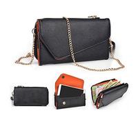 Kroo apos;embrayage Portefeuille avec dragonne et bandoulière pour Samsung Galaxy Note 3 noir/orange