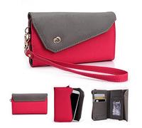 Kroo Pochette Portefeuille Link Series Mobile Compatible pour Alcatel POP C2/C3/D1/D3/D5/S3 Magenta and Grey