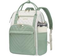 KROSER Sac à dos pour ordinateur portable - Pour femme - 17" - Étanche - Avec compartiment de sécurité pelé dur - Pour hommes/femmes - Beige/vert clair