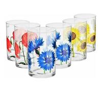 Krosno Verres Avec Motif Floral - Lot De 6 x 250 Ml - Pour L’Eau, Les Jus, Les Cocktails, La Limonade - Lavage À La Main