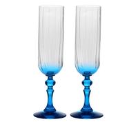 Krosno Flûtes à Champagne 220 ml avec pied turquoise, lot de 2 - pour mocktails, Mimosa, Prosecco, Cava et Spritz - cristal sans plomb - compatibles lave-vaisselle - Bubble Celebration Moments
