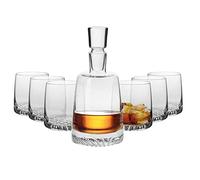 Krosno Coffret whisky | 1 × carafe 950 ml & 6 × verres 300 ml | Collection Fjord | Pour la maison, les restaurants et les fêtes | Cadeau pour connaisseurs de whisky | Cristal sans plomb