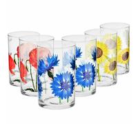 Krosno Verres Avec Motif Floral - Lot De 6 x 250 Ml - Pour L’Eau, Les Jus, Les Cocktails, La Limonade - Lavage À La Main