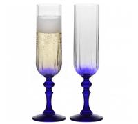 Krosno Flûtes à Champagne 2 x 220 ml, Pied Bleu Cobalt, Collection Bubble | Celebration Moments, Verres à prosecco, vin pétillant, cocktail, Cristal sans plomb, Compatibles lave-vaisselle, Idée cadeau