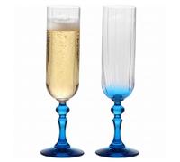 Krosno Flûtes à Champagne 2 x 220 ml, Pied Turquoise, Collection Bubble | Celebration Moments, Verres à prosecco, vin pétillant, cocktail, Cristal sans plomb, Compatibles lave-vaisselle, Idée cadeau