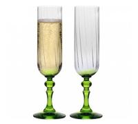 Krosno Flûtes à Champagne 2 x 220 ml, Pied Vert Claire, Collection Bubble | Celebration Moments, Verres à prosecco, vin pétillant, cocktail, Cristal sans plomb, Compatibles lave-vaisselle, Idée cadeau