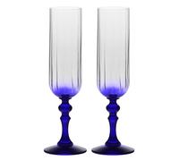 Krosno Flûtes à Champagne 200 ml avec pied bleu cobalt, lot de 2 - pour mocktails, Mimosa, Prosecco, Cava et Spritz - cristal sans plomb - compatibles lave-vaisselle - Bubble Celebration Moments