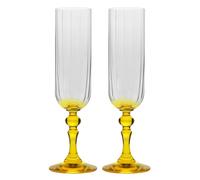Krosno Flûtes à Champagne 200 ml avec pied jaune, lot de 2 - pour mocktails, Mimosa, Prosecco, Cava et Spritz - cristal sans plomb - compatibles lave-vaisselle - collection Celebration Moments