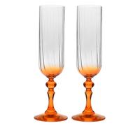 Krosno Flûtes à Champagne 200 ml avec pied orange, lot de 2 - pour mocktails, Mimosa, Prosecco, Cava et Spritz - cristal sans plomb - compatibles lave-vaisselle - Bubble Celebration Moments