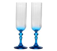 Krosno Flûtes à Champagne 200 ml avec pied turquoise, lot de 2 - pour mocktails, Mimosa, Prosecco, Cava et Spritz - cristal sans plomb - compatibles lave-vaisselle - Bubble Celebration Moments