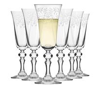 Krosno - Flûtes à Champagne et Prosecco 165 ml - Lot de 6 - Collection Krista Deco - Cristal Sans Plomb - Design Classique avec Motif Transparent