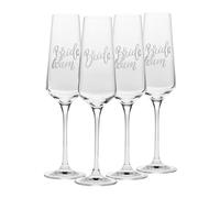 Krosno - Flûtes à Champagne et Prosecco Bride & Team Bride 180 ml - Coffret de 4 Pièces - Fait Main - Verre en Cristal - Décor Blanc Mat - Pour Enterrement de Vie de Jeune Fille et Cadeau de Mariée