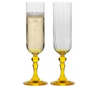 Krosno Flûtes à Champagne Lot de 2, 220 ml, Pied Jaune, Collection Bubble | Celebration Moments, Verres à prosecco, vin pétillant, cocktail, Cristal sans plomb, Compatibles lave-vaisselle, Idée cadeau
