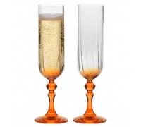 Krosno Flûtes à Champagne Lot de 2, 220 ml, Pied Orange, Collection Bubble | Celebration Moments, Verres à prosecco, vin pétillant, cocktail, Cristal sans plomb, Compatibles lave-vaisselle, Idée cadeau