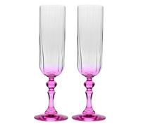 Krosno Flûtes à Champagne Lot de 2, 220 ml, Pied Rose, Collection Bubble