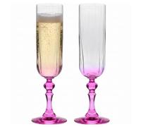 Krosno Flûtes à Champagne Lot de 2, 220 ml, Pied Rose, Collection Bubble | Celebration Moments, Verres à prosecco, vin pétillant, cocktail, Cristal sans plomb, Compatibles lave-vaisselle, Idée cadeau