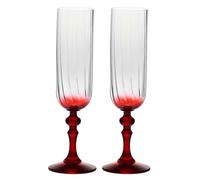 Krosno Flûtes à Champagne 220 ml avec pied rouge, lot de 2 - pour mocktails, Mimosa, Prosecco, Cava et Spritz - cristal sans plomb - compatibles lave-vaisselle - Bubble Celebration Moments