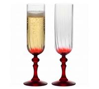 Krosno Flûtes à Champagne Lot de 2, 220 ml, Pied Rouge, Collection Bubble | Celebration Moments, Verres à prosecco, vin pétillant, cocktail, Cristal sans plomb, Compatibles lave-vaisselle, Idée cadeau