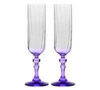Krosno Flûtes à Champagne 220 ml avec pied violet, lot de 2 - pour mocktails, Mimosa, Prosecco, Cava et Spritz - cristal sans plomb - compatibles lave-vaisselle - Bubble Celebration Moments