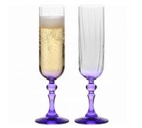 Krosno Flûtes à Champagne Lot de 2, 220 ml, Pied Violet, Collection Bubble | Celebration Moments, Verres à prosecco, vin pétillant, cocktail, Cristal sans plomb, Compatibles lave-vaisselle, Idée cadeau