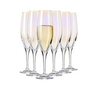 Krosno Flûtes à Champagne Lot de 6, 210 ml, Opalescent, Collection Rainbow | Venezia, Verres à prosecco, vin pétillant, mimosa, cocktail, Cristal sans plomb, Compatibles lave-vaisselle, Idée cadeau
