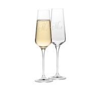 Krosno Flûtes à Champagne Mr & Mrs, lot de 2, 180 ml | Pour champagne prosecco cava et toasts, Décor blanc mat, Verre fait main, Cadeau de mariage