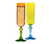 Krosno Flûtes à Champagne Orange-Jaune, lot de 2, 220 ml, Collection Bubble | Pour champagne prosecco mousseux et cocktails, Verres peints à la main, Coffret cadeau, Lavage à la main