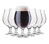 Krosno Grand Verre à Bière Foncée en Cristal - Lot de 6 Verres 500 ml - Collection Elite - Bière Cadeau - Lavable au Lave-Vaisselle