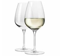 Krosno Lot de 2 verres à vin blanc de 460 ml - Collection Duet - À long pied - Pied stable - Verre en cristal sans plomb - Idéal pour les couples et comme cadeau - Passe au lave-vaisselle