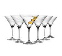 Krosno Lot de 6 verres à Martini (150 ml, total 240 ml) - Collection LUMI, cristal avec motif optique, pied long, passe au lave-vaisselle, idéal pour cocktails.