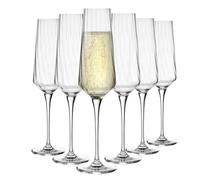 Krosno LUMI Lot de 6 flûtes à champagne 200 ml | Verre Crystalline avec motif rainuré, élégant et durable, passe au lave-vaisselle