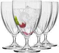 Krosno Prima Lumi Lot de 4 verres à eau à pied court | 4 x 440 ml | Verre Crystalline | Parfait pour la maison, les restaurants et les fêtes | Verre sans plomb | Résistant aux rayures | Passe au