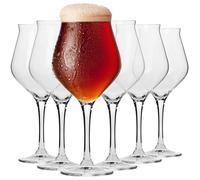 Krosno Verre à Tulipe Bière en Cristal - Lot de 6 Verres 420 ml - Collection Avant-Garde - Bière Cadeau - Lavable au Lave-Vaisselle
