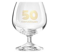 Krosno Verre décoré avec gravure „50 Anniversary“, „50e anniversaire“ pour bière et whisky 230 ml, 1 pièce - verre sans plomb - cadeau élégant pour anniversaire et jubilés