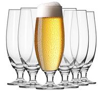 Krosno Verres à Bière à pied Lot de 6, 500 ml, Collection Elite | Verre tulipe pour bières blanche, artisanales, IPA, APA, lager, Cristal sans plomb, Compatibles lave-vaisselle, Idée cadeau