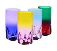 Krosno - Verres à boissons, eau et jus 300 ml - Lot de 4 pièces en 4 couleurs uniques - Collection Aurora - Cristal sans plomb - Verre peint à la main