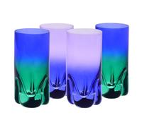 Krosno - Verres à Cocktails, Eau et Jus 300 ml, Lot de 4 - Collection Aurora - Peints à la main - Cristal sans plomb - Idéal comme cadeau - Violet et Bleu Marine, Vert et Bleu Marine