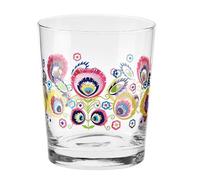 Krosno Verres à eau Folk | Ensemble de 6 | 6 x 250 ML | Motif folklorique | Collection Folk | Verre sans plomb | Résistant aux rayures | Parfait pour la maison, les restaurants et les fêtes