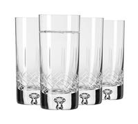 Krosno - Verres à Eau, Jus et Cocktails 300 ml - Lot de 4 - Collection Saga - Verre en Cristal - Fait Main, Taillé - Idéal comme Cadeau