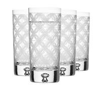 Krosno - Verres à Eau, Jus et Cocktails 300 ml - Lot de 4 - Collection Saga - Verre en Cristal - Fait Main, Taillé - Idéal comme Cadeau, Incolore Cut 1
