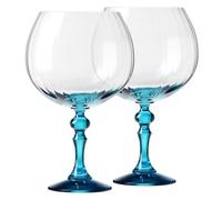 KROSNO Verres à Gin 660 ml avec pied turquoise, lot de 2 - pour Gin Tonic, Aperol Spritz et Cocktails - sans plomb - compatibles lave-vaisselle - Bubble Celebration Moments