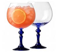 Krosno Verres à Gin Cobalt, lot de 2, 660 ml, Collection Bubble | Pour gin tonic Aperol Spritz et cocktails, Grand calice, Pied coloré, Compatible lave-vaisselle