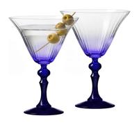 Krosno Verres à Martini 2 x 170 ml, Pied Bleu Cobalt, Collection Bubble | Celebration Moments, Verres à cocktail, cosmopolitan, hugo, Cristal sans plomb, Compatibles lave-vaisselle, Idée cadeau