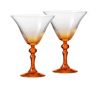 Krosno Verres à Martini avec pied orange | Lot de 2, 170 ml | Collection Bubble Celebration Moments | Cristal sans plomb | Idée cadeau idéale