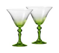 Krosno Verres à Martini avec pied vert clair | Lot de 2, 170 ml | Collection Bubble Celebration Moments | Cristal sans plomb | Idée cadeau idéale
