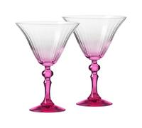 Krosno Verres à Martini Lot de 2, 170 ml, Pied Rose, Collection Bubble